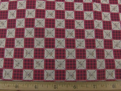 Button & Red Checkboard by Fabric Traditions, 1994/#1310/2yds./100% Cotton - Image 1 of 2