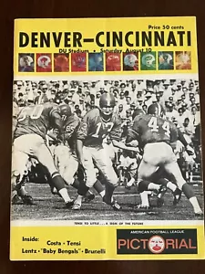 1968 AFL Denver Broncos at Cincinnati Bengals Football Program NFL - Picture 1 of 2