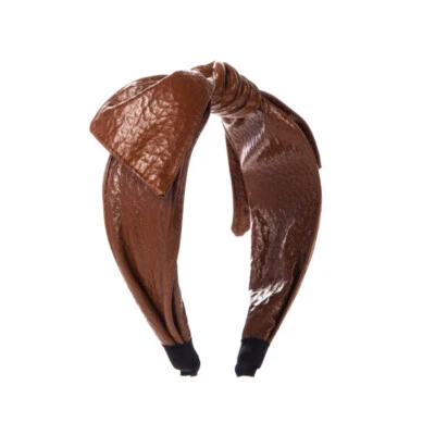 Women Faux Leather Headband Bowknot Hair Hoop Hair Accessories Headwear New - Image 1 of 4