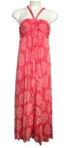 Diane von Furstenberg Kirsten Silk Red Floral Maxi Long Gown Sun Dress Size US 2 - Picture 1 of 13