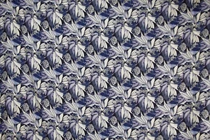 New Italian flower-plant 100% silk fabric. Made in Italy - Picture 1 of 1