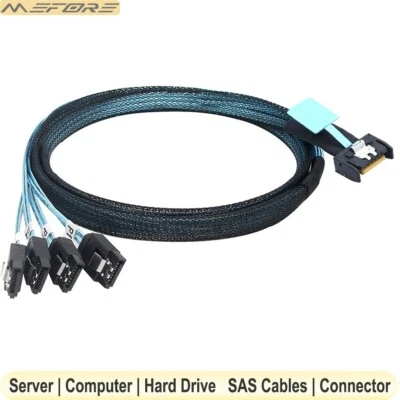 PCI-E 5.0 Slimline SAS MCIO 4X SFF-8654 4I 38Pin to 4 Ports SATA 7P Server Cable - Image 1 of 4