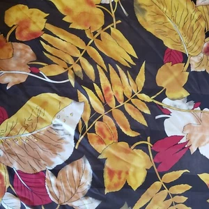 Vtg Kathi Lee Large Square Polyester Scarf Autumn Fall Gold Red Brown Italy - Picture 1 of 10