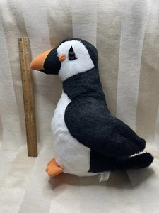 Aurora Destination Nation plush black white orange 13" realistic puffin - Picture 1 of 4