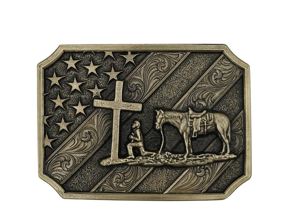 Montana Silversmiths Belt Buckle Mens Patriot Christian Cowboy A864C