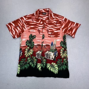Uluwatu Hemd Herren Large rot schwarz Hawaii Knopfleiste Surf Auto Aloha Tropical L - Bild 1 von 11