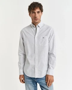 Mens Gant Chequered Shirt Urban Fit Classic Shirt White UK Size XL - Picture 1 of 9