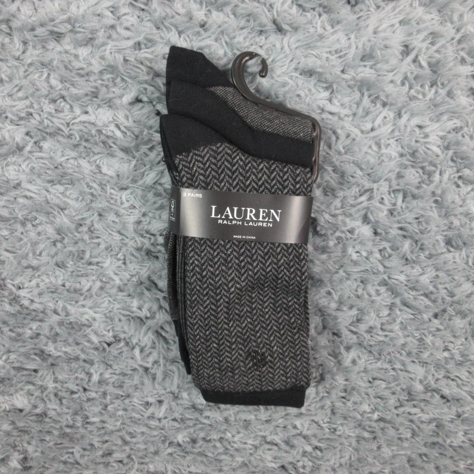 Paquete de 3 pares de calcetines Lauren Ralph Lauren para mujer 9-11 negro gris espiga nuevos con etiquetas Foto 1 de 4