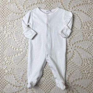 Kissy Kissy Baby Girl 0-3 Months Pink Dotted Footie Sleeper Pima Cotton - Picture 1 of 3