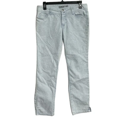 Dream Out Loud Selena Gomez Jeans Junior 7 Blue White Striped Cropped Mid Rise - Image 1 of 4