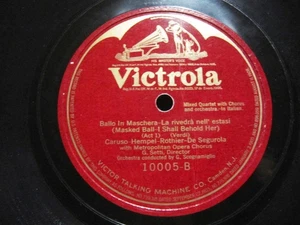 1916 CARUSO Rothier HEMPEL Duchêne BALLO IN MASCHERA E scherzo La Rivedra 10005  - Picture 1 of 2