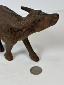 MCM Hand Carved Wooden Teak Water Buffalo Oz Figurine Folk Art Filipino/Thai - Picture 1 of 14