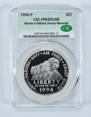 1994-P Women In Military Commemorative Silver Dollar PR69 DCAM CAC CACg *9507 - Image 1 of 4
