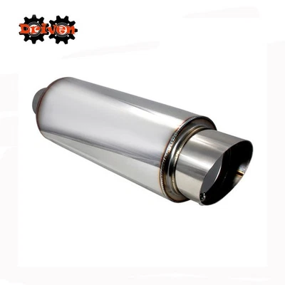 Silenciador turbo redondo de entrada de 2,5" punta inclinada de 4" para Honda Civic Accord S2000 Fit Foto 1 de 4