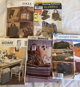 Lot Of 5 Unused Sewing Patterns for Bags And Home Accessories - Picture 1 of 11