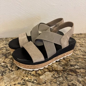 Sandalias Sorel Cameron para mujer talla 7 color tostado plataforma cuña corcho NL 4640-264 - Imagen 1 de 9