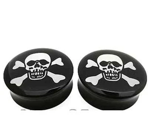 PAIR 15/16" INCH 24MM SKULL DOUBLE FLARED PLUGS PLUG - Picture 1 of 1