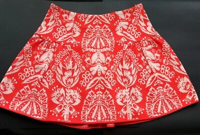 Manoush Mini Falda Roja Floral Etno Folk Jacquard Tejido Acampanado Línea A Nueva Talla L Foto 1 de 4
