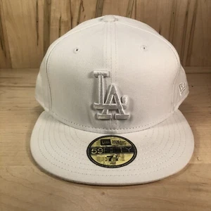 Los Angeles Dodgers New Era Hut weiß auf weiß 59FIFTY Passform Größe 7 7/8 - Bild 1 von 9