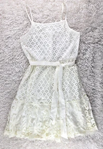 Justice white eyelet lace fit and flare dress GIRLS SIZE 12 summer wedding (L) - Picture 1 of 8