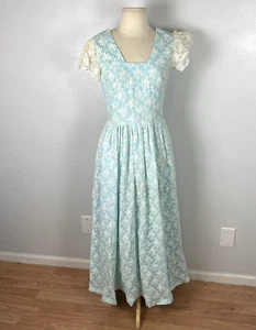 Vintage Blue Lace Prairie Dress, Homemade, Size XS/S - Picture 1 of 5