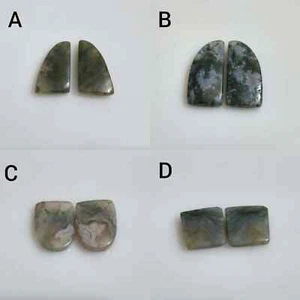 Beautiful Moss Agate Pair Mix Shape Cabochon Loose Gemstone For Making Jewelry - Picture 1 of 13