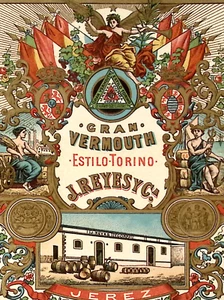 Pre-Prohibición Gran Vermut Estilo Tonico J. Reyes y CA Etiqueta Preciosos Gráficos - Imagen 1 de 3