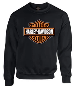 Harley-Davidson Mens Bar & Shield Long Sleeve Crew Neck Fleece Sweatshirt, Black - Picture 1 of 2
