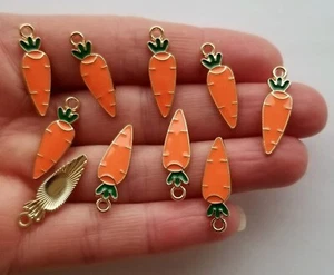Zinc Alloy Enamel Pendant Charms ORANGE CARROT Easter Christmas Jewellery Making - Picture 1 of 3