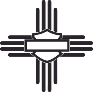Zia Shield and Bar Harley New Mexico Flag NM Motorcycle Decal Sticker - Picture 1 of 4