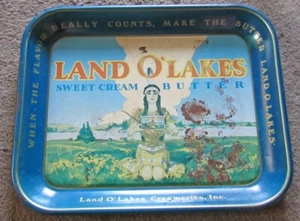 Vintage 1950's Land O'Lakes Sweet Cream Butter Metal Serving Tray - Picture 1 of 4