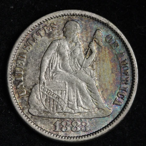 1883 Seated Liberty Silver Dime CHOICE UNC *UNCIRCULATED* MS TONED E230 QEB Cover