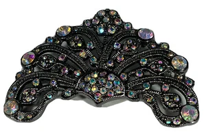 Klare Cluster Floral Blume Fächer Strass Anstecknadel Brosche Nachlass Silberfarben - Bild 1 von 4