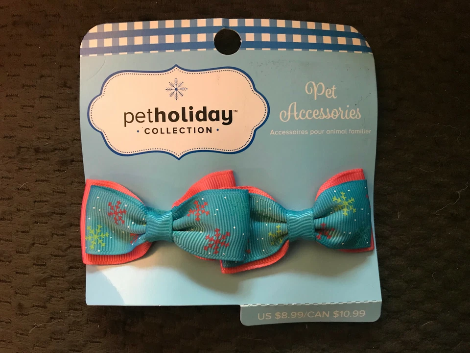 Pink & Blue Snowflake Dog Bows - Pet Holiday - Image 1 of 2