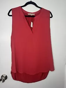 NWT Ann Taylor Loft Red Large V-neck Sleeveless Tank Polyester Rayon - Picture 1 of 7