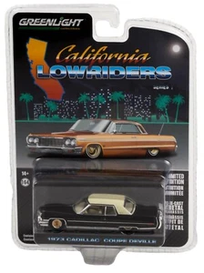 1:64 GreenLight *CALIFORNIA LOWRIDERS 1* BLACK 1973 Cadillac Coupe DeVille *NIP* - Picture 1 of 2