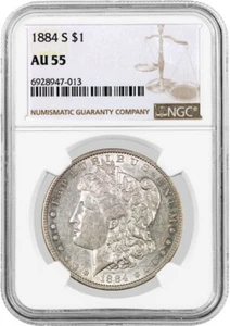 1884 S $1 Morgan Silver Dollar NGC AU55 About Uncirculated Key Date Coin - Picture 1 of 4