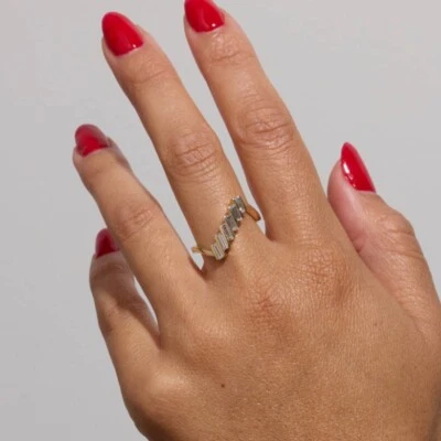 Baguette Diamond Valentines Ring GLI 0.40 Carat Lab Grown 18K Yellow Gold - Image 1 of 4