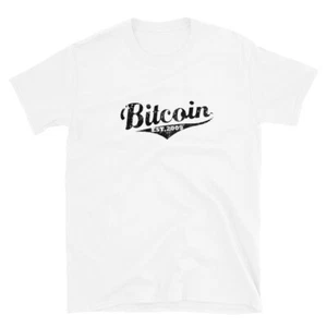 Bitcoin Retro Logo black vintage distressed T-shirt BTC Crypto Trader Gift Tee - Picture 1 of 12