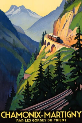 Chamonix Martigny Train And Nature Travel Vintage Wall Art Home - POSTER 20x30 - Image 1 of 4