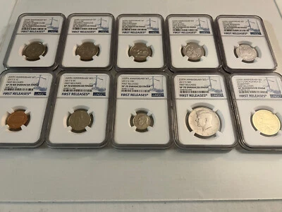 2017-S 225TH ANNIVERSITY 10-COIN SET FIRST RELEASE NGC SP70 E.F. "BLUE LABEL" - Image 1 of 4