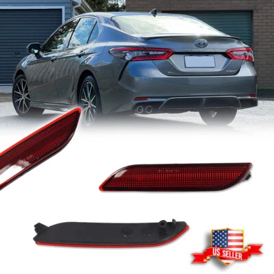 2X OE-Style Red Lens Rear Bumper Bar Reflector Lights For 2018-2023 Toyota Camry - Image 1 of 4