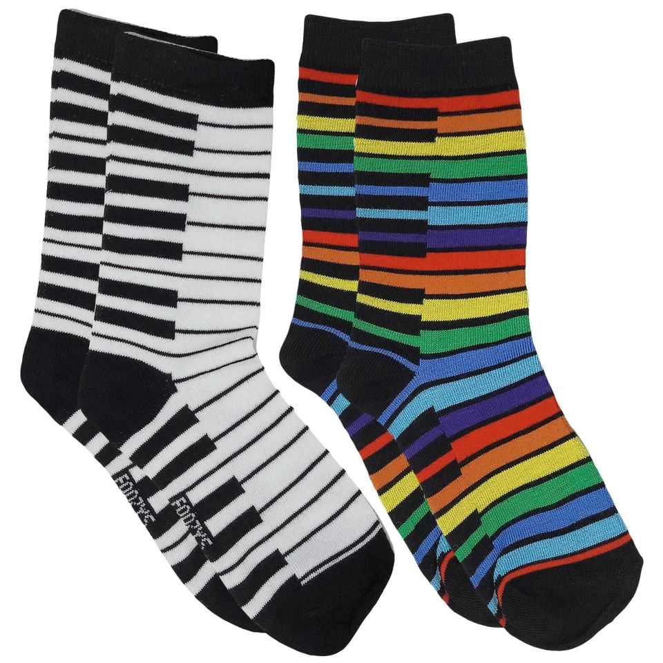 Piano Keys Notes Steinway Music Lesson Chords Songs Socks Foozys Women's 2 Pair - Image 1 of 4