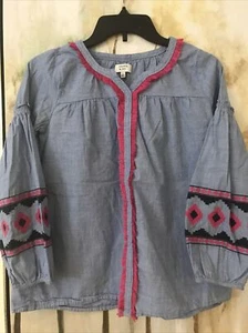 Crown & Ivy Girls Shirt Size XL  Blue And hot pink navy CUTE Aztec style - Picture 1 of 6