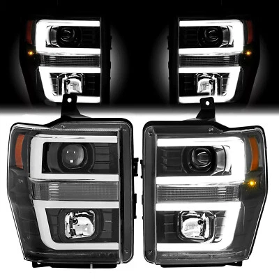For Ford F-250 F350 F450 2008-2010 SuperDuty Black LED Tube Projector Headlights - Image 1 of 4