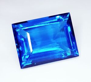Loose Gemstone 58.57 Ct Lab-Created London Blue Topaz Transparent Certified Gem