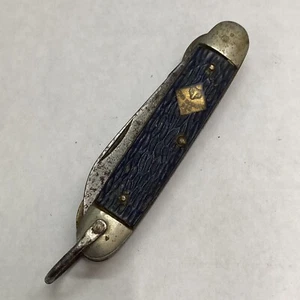 Vintage Cub Scout BSA Camillus New York USA Pocket Knife Blue - Rusted - Used - Picture 1 of 10