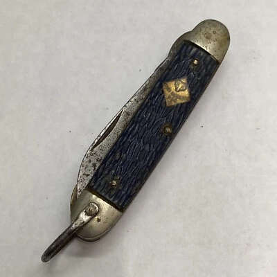 Vintage Cub Scout BSA Camillus New York USA Pocket Knife Blue - Rusted - Used - Image 1 of 4
