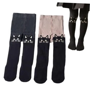 Girls Tights, (2 Pack) Stockings for Girl, Cable Knit Cotton 3-5T Black/Apricot - Picture 1 of 7