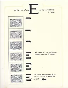 NIGERIA SPECIALIST ALBUM PAGE WITH 6 VARIATIONS OF LETTER 'E' SG72ce - Picture 1 of 3